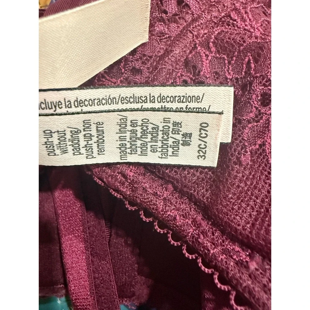 Victoria's Secret Push Up Without‎ Padding Lace Bra Bralette Plum Purple 32C